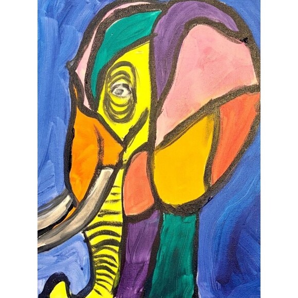 Bold Color Modern Abstract Art Original Canvas 14x11 mosaic elephant BPerry art - Picture 7 of 9